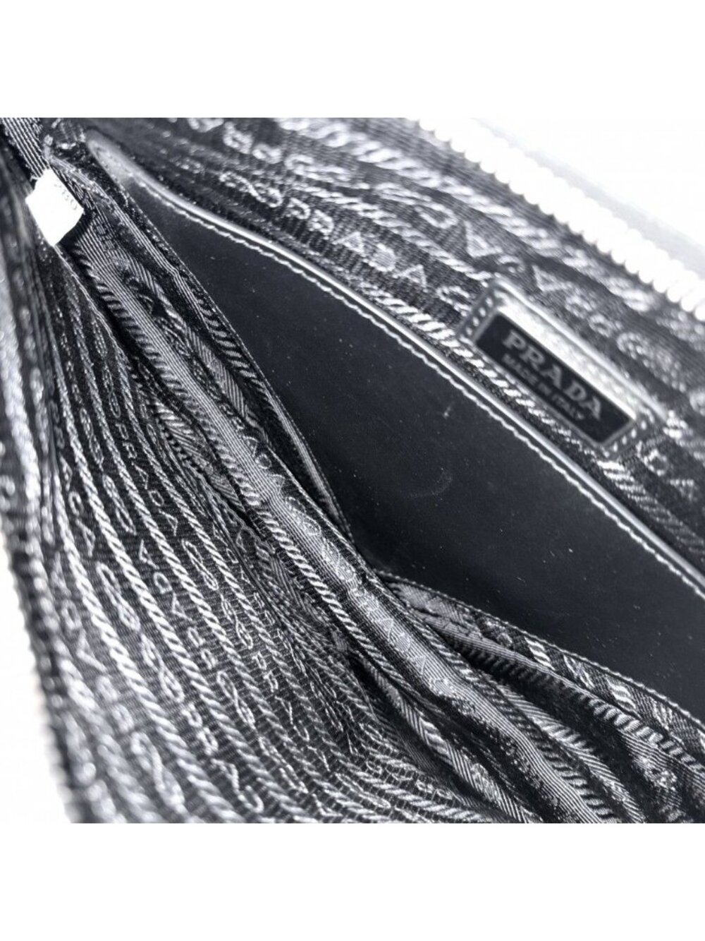 Prada Shoulder Bag Triangle Crossbody Leather Black Silver - Picture 4 of 8